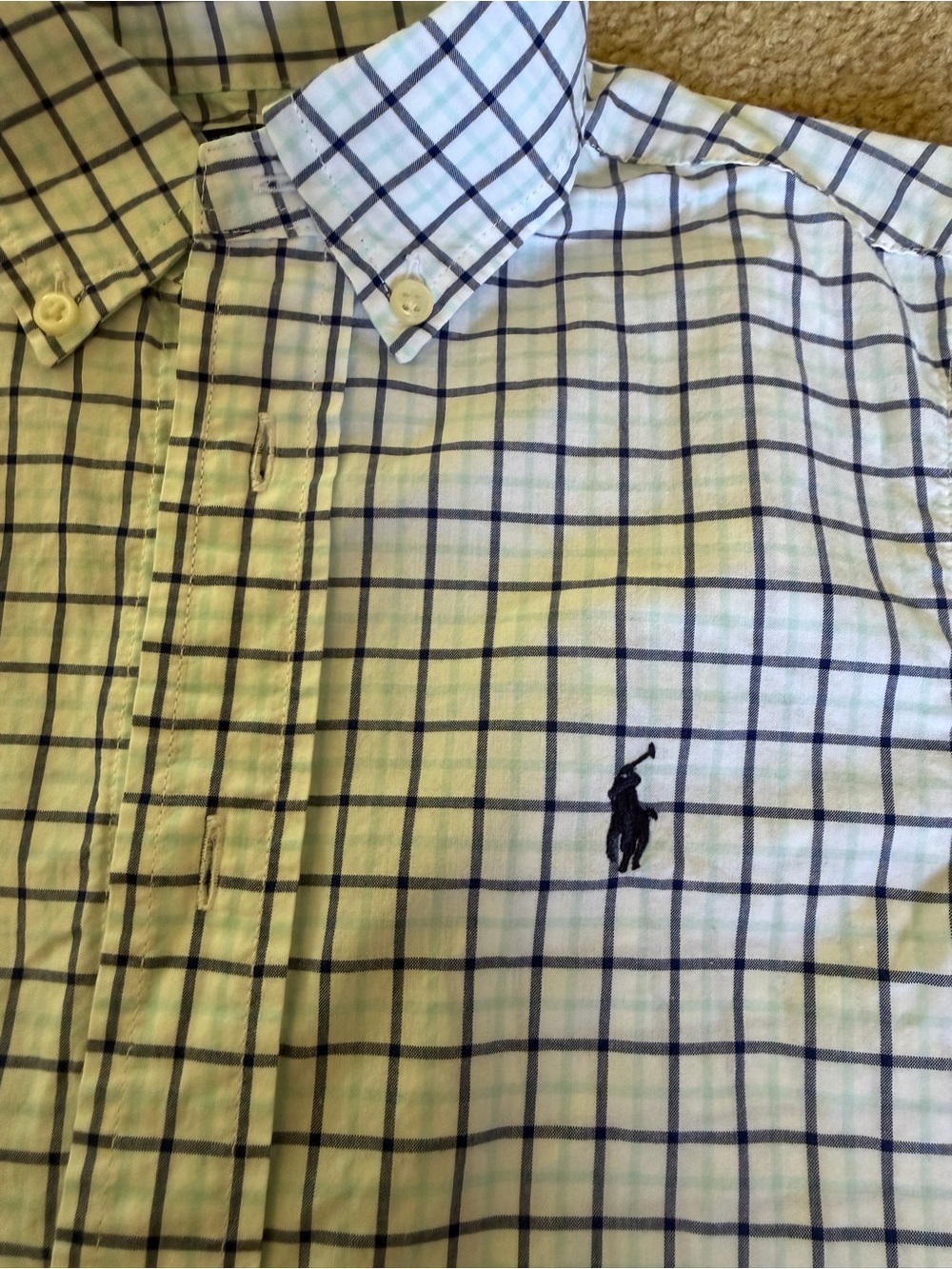 Ralph Lauren White & Navy Windowpane Button-Down Shirt - Picture 3 of 5